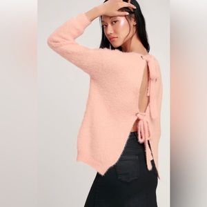 Lulus Weekend In Aspen Eyelash Backless Sweater